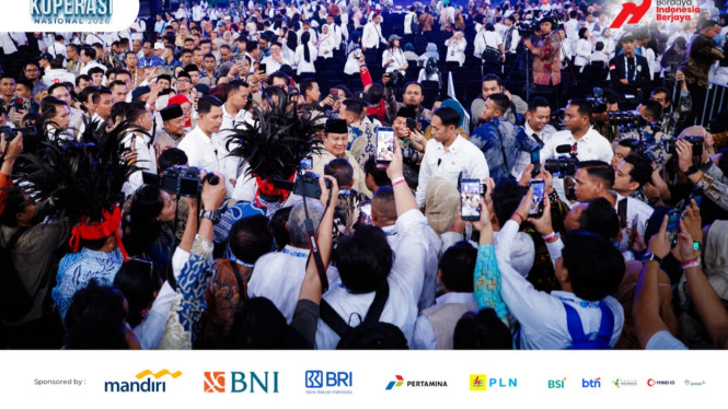Presiden Prabowo Subianto Saat Menghadiri Harkopnas ke-79 di Indonesia Arena, GBK, Senayan Jakarta.