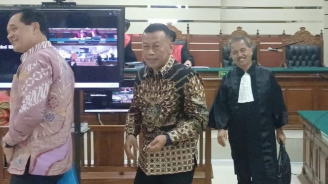 Bupati nonaktif Ponorogo Sugiri Sancoko dalam Sidang Pledoi di Pengadilan Tipikor Surabaya, Selasa, 21 Juli 2026.