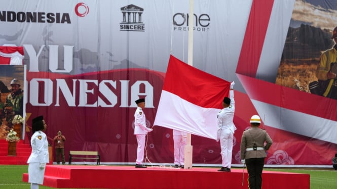 Upacara HUT RI ke-81 oleh PT Freeport Indonesia.