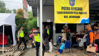 Polisi Siaga Pantau Tanah Bergerak Jatinegara, Polres Tegal Amankan Pengungsi