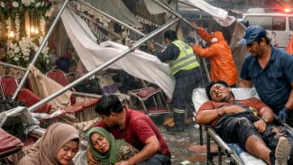 Angin Kencang Robohkan Tenda Pernikahan di Karanganyar, 3 Tamu Terluka