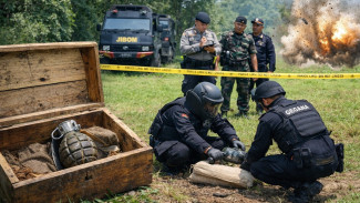 Granat Aktif dalam Peti Kayu di Sleman Dimusnahkan Tim Jibom Gegana Polda DIY
