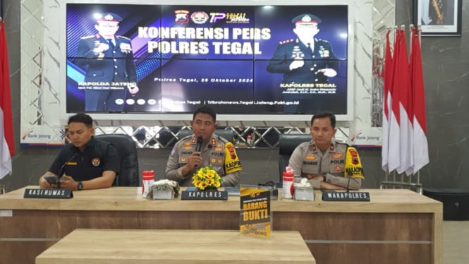 Kapolres Tegal AKBP Indra Waspada saat konferensi pers