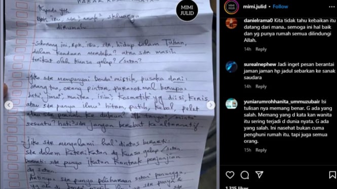 Kertas yang dilempar perempuan misterius