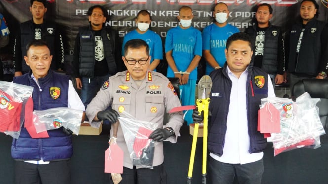 Tampang tiga perampok sadis di Sukolilo Pati dihadirkan Polda Jateng