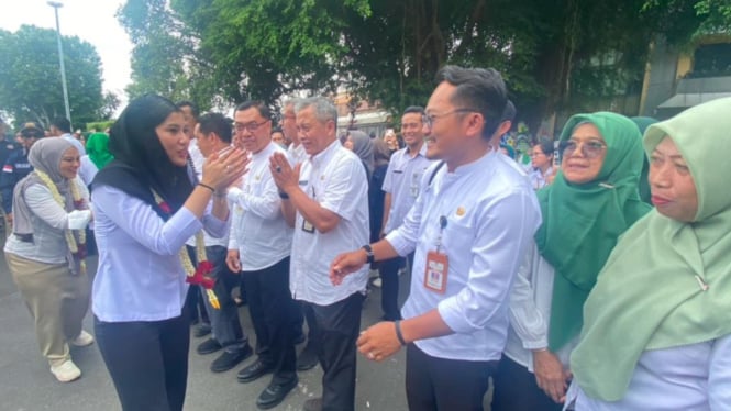 Penyambutan kedatangan Wabup Bellinda di Pendopo Kudus