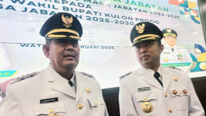 Bupati Kulonprogo Agung Setyawan dan wakilnya Ambar Purwoko