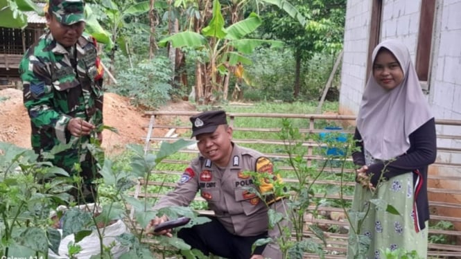 Bripka Slamet Dwi Cahyono pantau kebun warga diwilayah binaannya