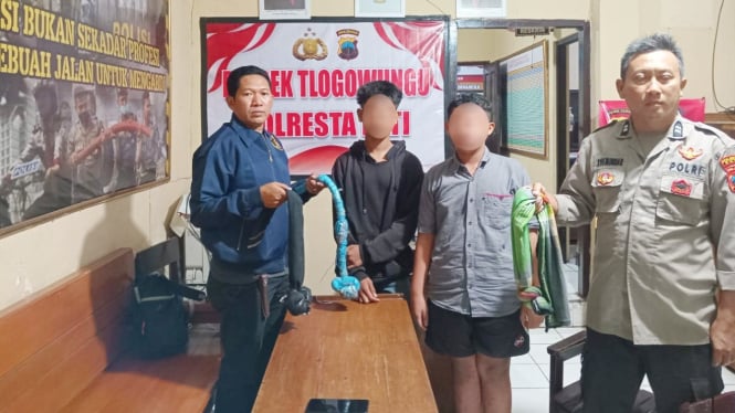 Dua pelaku perang sarung ditangkap aparat Polsek Tlgowungu Pati