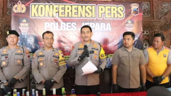 Konfrensi pers terkait pengungkapan kasus narkoba di Polres Jepara