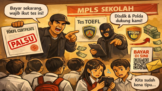 Sosialisasi palsu tes TOEFL di Masa Pengenalan Lingkungan Sekolah catut Disdikpora DIY
