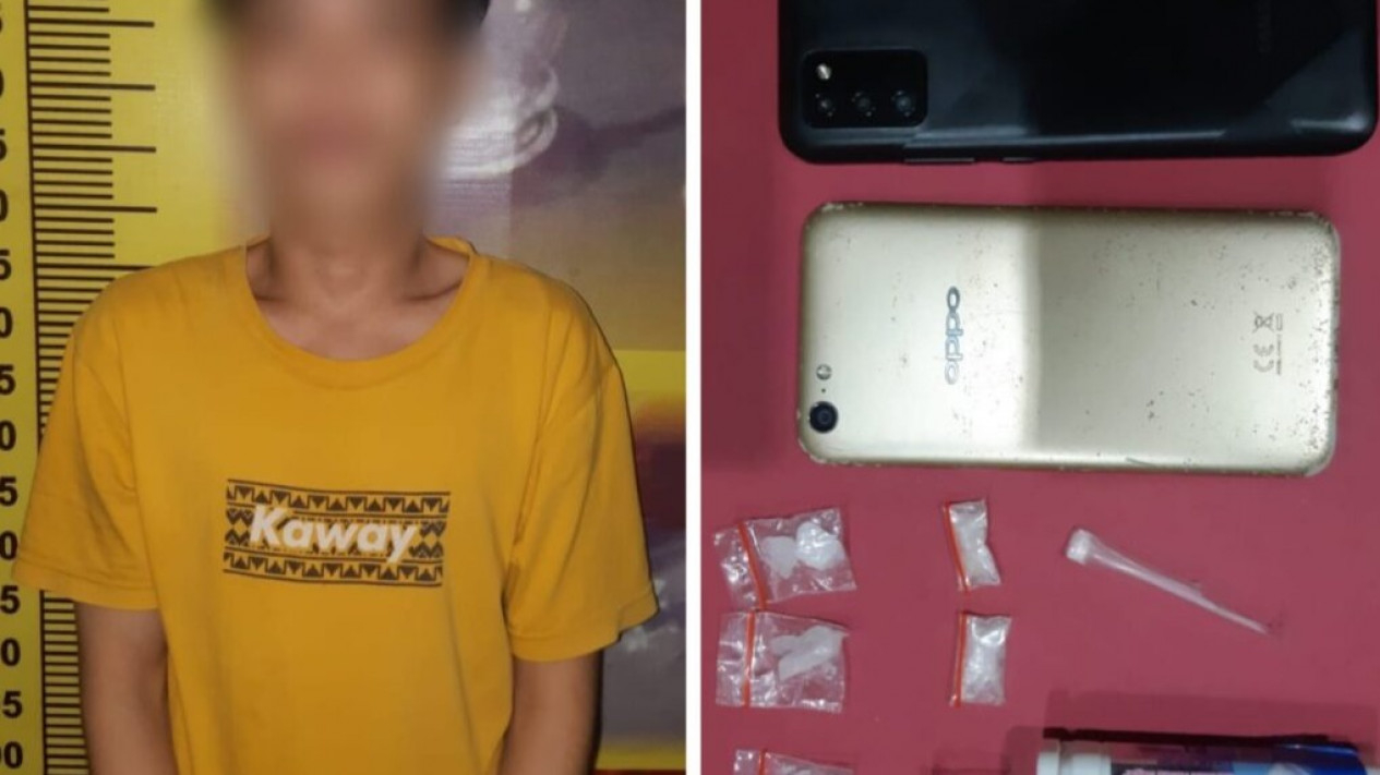 Tersangka Pemuda Pengangguran dan Barang Bukti Sabu
