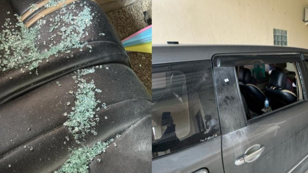Mobil korban pecah kaca di Masjid Taqwa Pesawaran