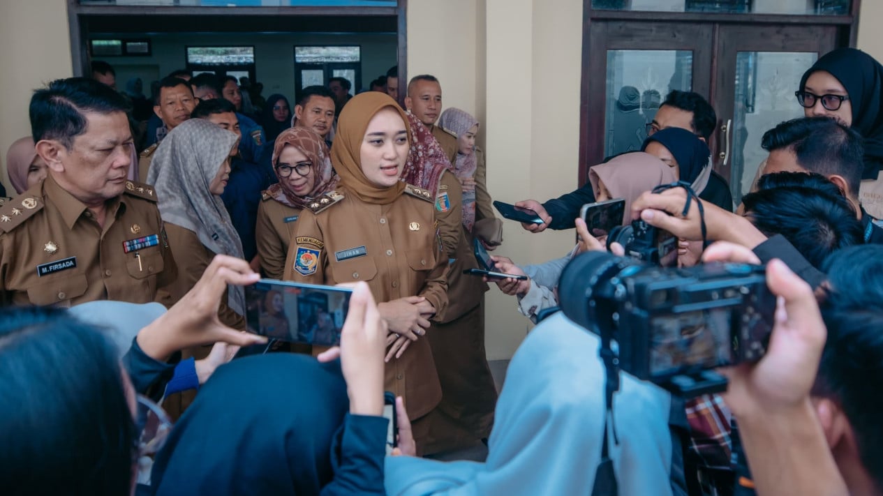 Wakil Gubernur Lampung dr Jihan Nurlela saat diwawancarai.