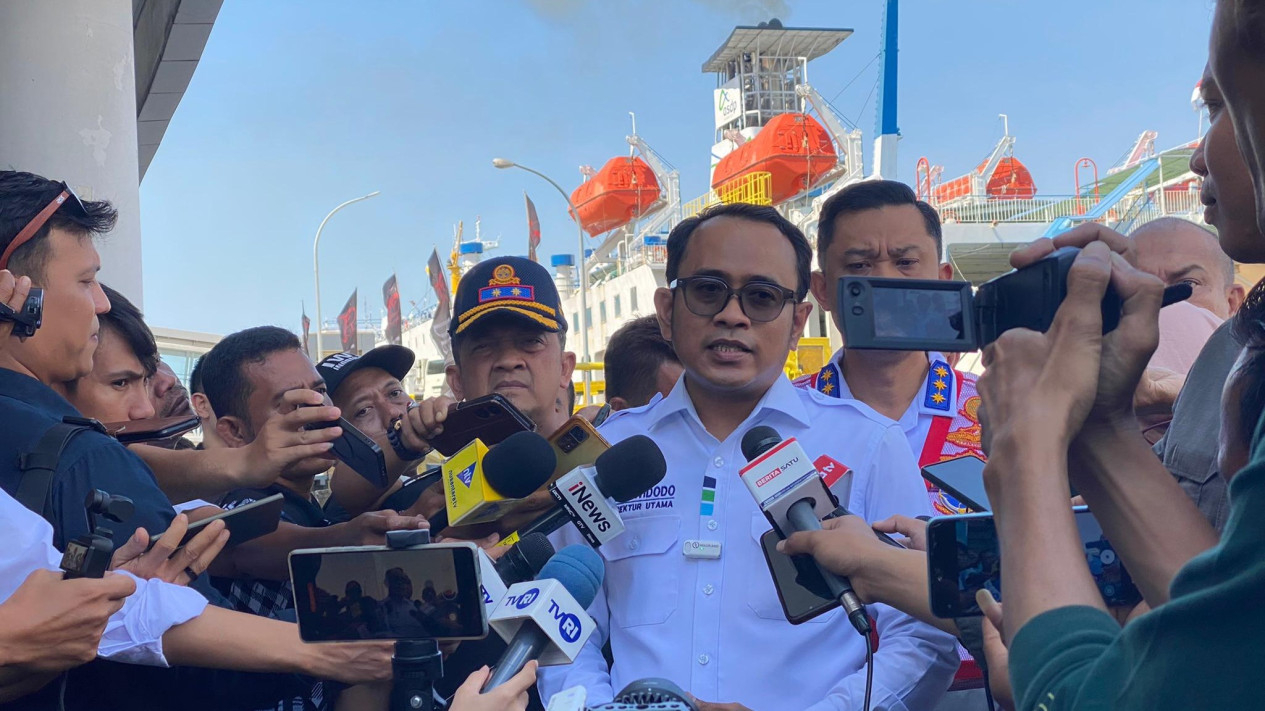 Direktur Utama PT ASDP Indonesia, Heru Widodo saat diwawancarai