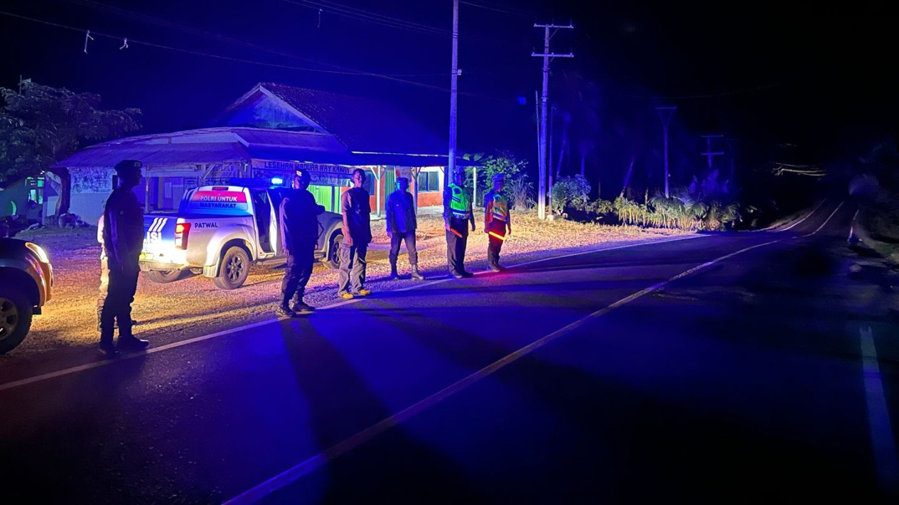 Patroli malam hari Polres Way Kanan.