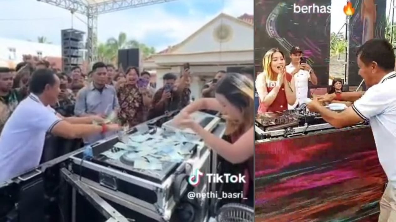 Tangkap layar anggota DPRD Lampung Utara menyawer DJ Rere.