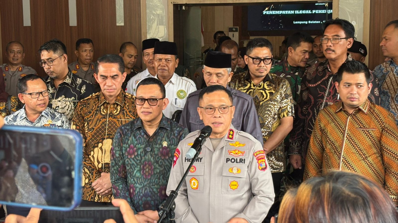 Menteri P2MI, Abdul Kadir kunjungan ke Polda Lampung.