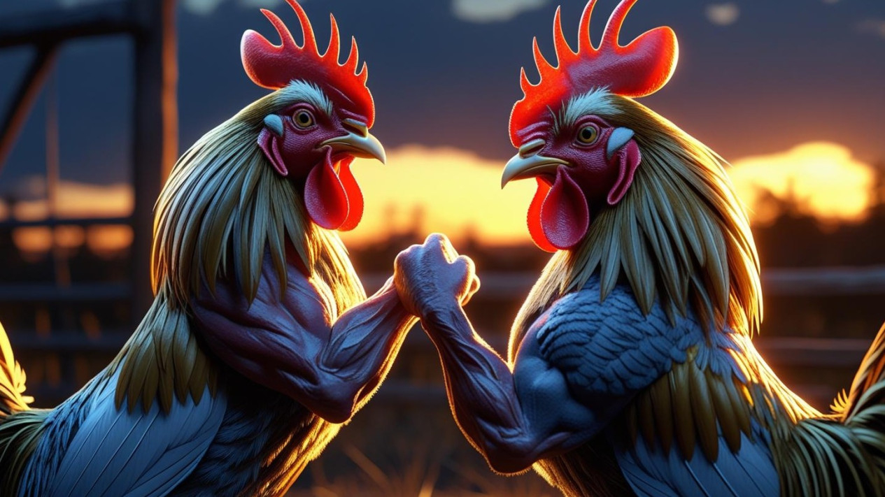 Ilustrasi judi sabung ayam.