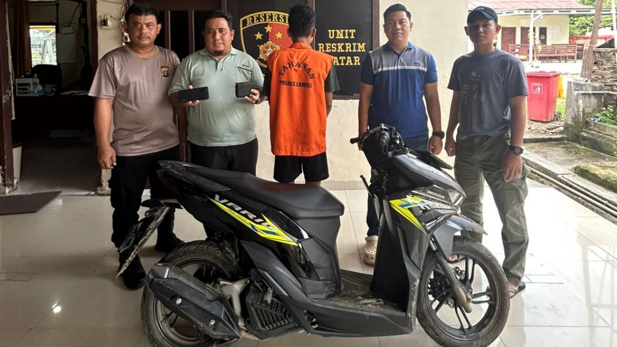 Tekab 308 Polsek Natar menangkap pelaku pencurian motor.