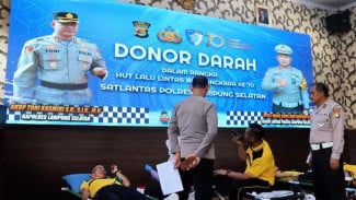 Rayakan HUT Ke-70, Satlantas Polres Lampung Selatan Gelar Aksi Donor Darah