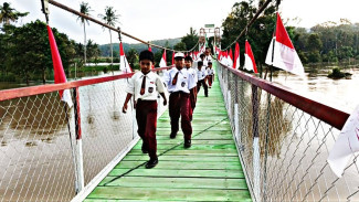 Jembatan Perintis Garuda Dibangun di Pringsewu, Warga Tak Lagi Menyeberang Sungai dengan Getek