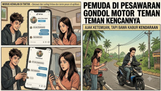 Pakai Kaos Logo Bareskrim saat Beraksi, Pencuri Motor Modus Kenalan TikTok Diringkus di Marga Punduh