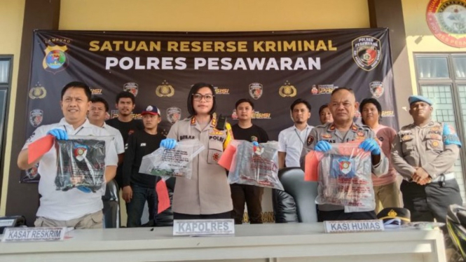 Polres Pesawaran Ekspos Kasus Pembunuhan di Pasar Gedong Tataan