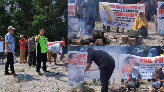 Warga gelak aksi memasak batu krikil, tuntut ganti rugi lahan JTTS.