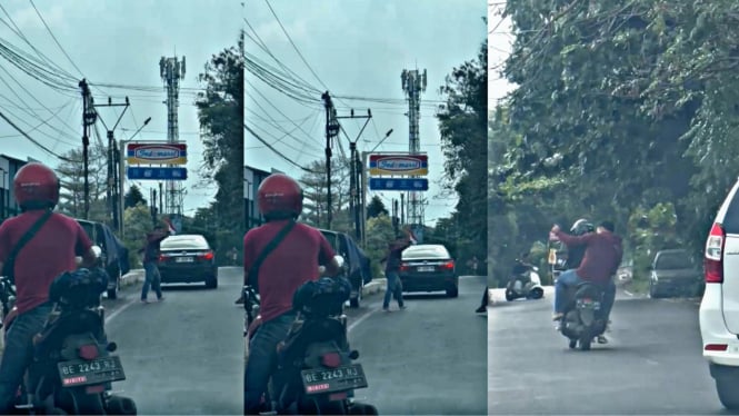 Kolase foto pelaku acungkan senjata