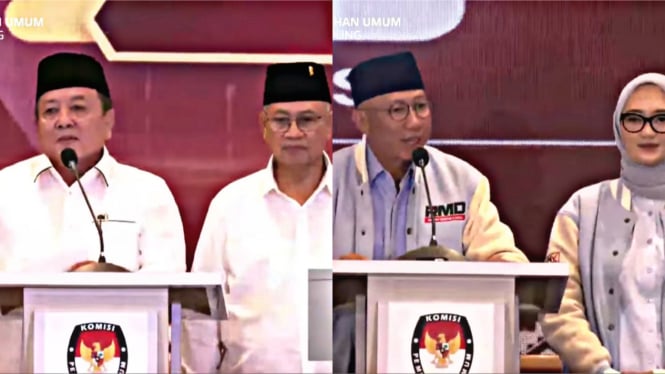 Kedua pasangan calon saat berdebat