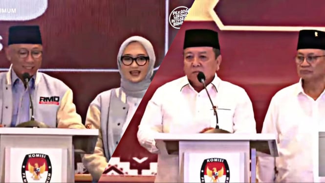 Kedua pasangan calon saat berdebat