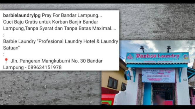 Cuci pakaian gratis bagi korban banjir di Bandar Lampung.