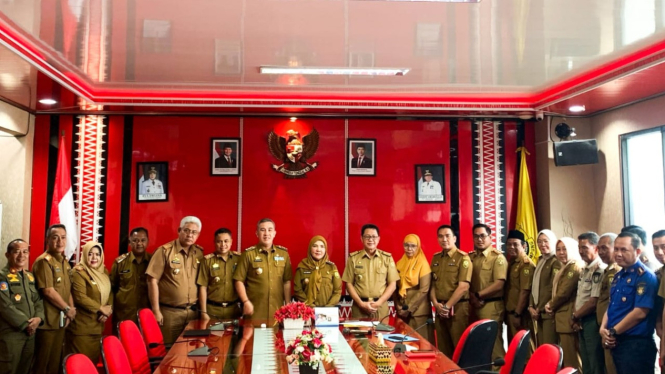 Rakor Pemkab Pesawaran dan Pemkot Bandar Lampung terkait banjir.