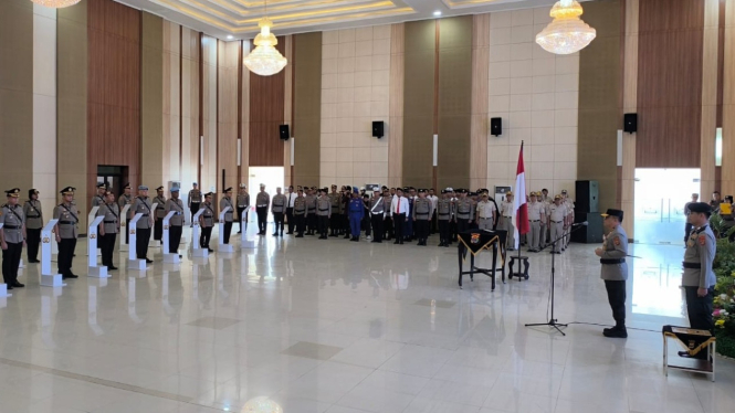 Kapolda Lampung memimpin serah terima jabatan Kapolres dan PJU.