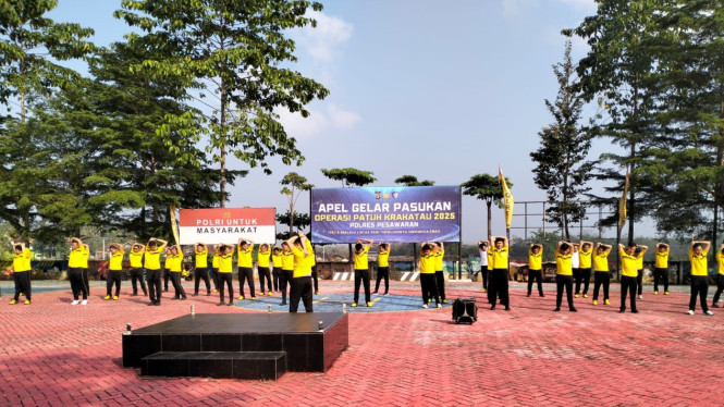 Polres Pesawaran gelar olahraga pagi bersama.