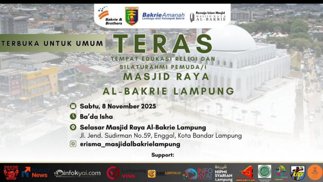 Pemuda Masjid Raya Al-Bakrie Lampung gelar kajian dan sharing.
