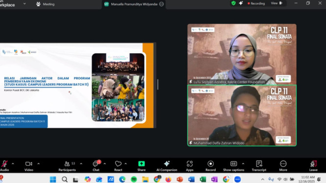 Tangkap layar kegiatan zoom Campus Leaders Program.