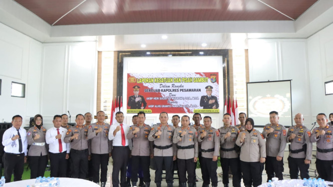 Pisah sambut Kapolres Pesawaran AKBP Heri Sulistyo Nugroho.