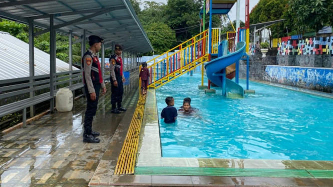 Samapta Polres Tulang Bawang cek keamanan lokasi wisata.