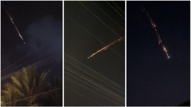 Penampakan cahaya di langit Lampung, diduga meteor melintas.