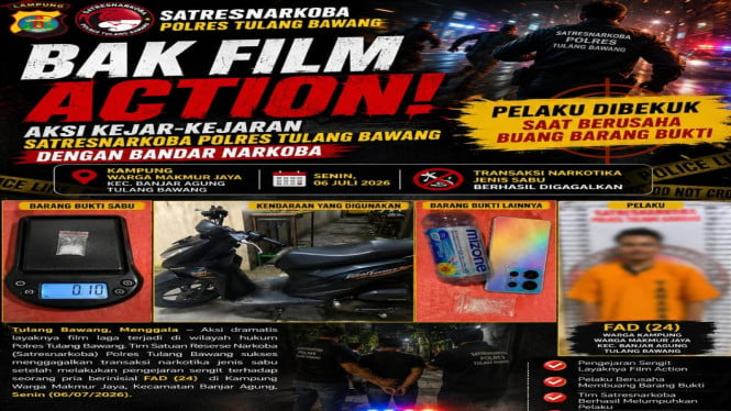 Gagal kabur pakai Beat Street, pemuda asal Tulang Bawang Barat diringkus polisi akibat bawa sabu.