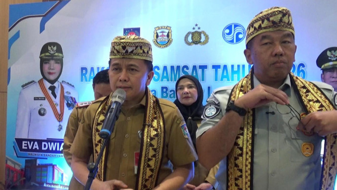 Direktur Jenderal Bina Keuangan Daerah Kementerian Dalam Negeri, Agus Watoni, saat membuka rakornas Samsat 2026 di Hotel Novotel Bandar Lampung