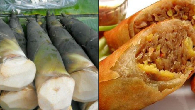 Ilustrasi rebung dan lumpia semarang