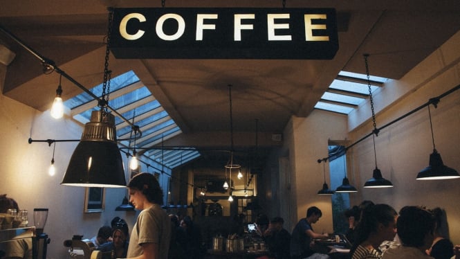 Ilustrasi hangout di coffee shop