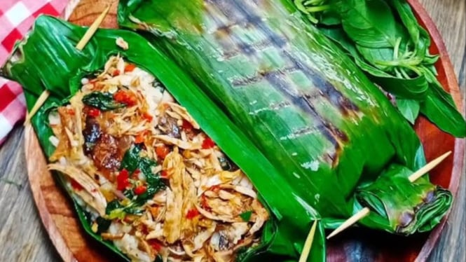 Ilustrasi nasi bakar ikan cakalang