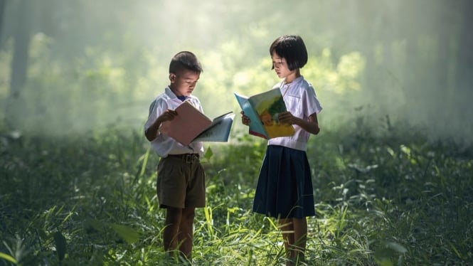 Ilustrasi anak membaca