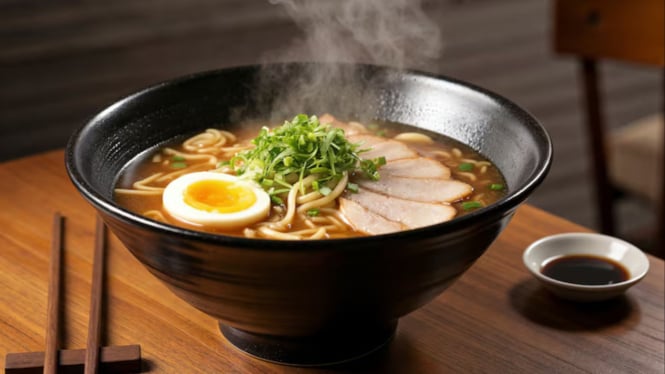Ilustrasi ramen kaldu ayam