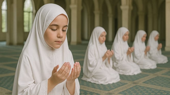 Ilustrasi anak berdoa