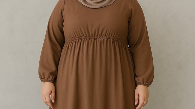 Ilustrasi gamis untuk perut buncit